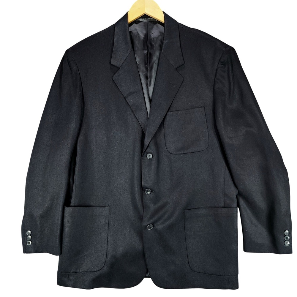 Barrington Sport Coat 44R Men Black 100% Tencel Suit Jacket‎ Blazer READ